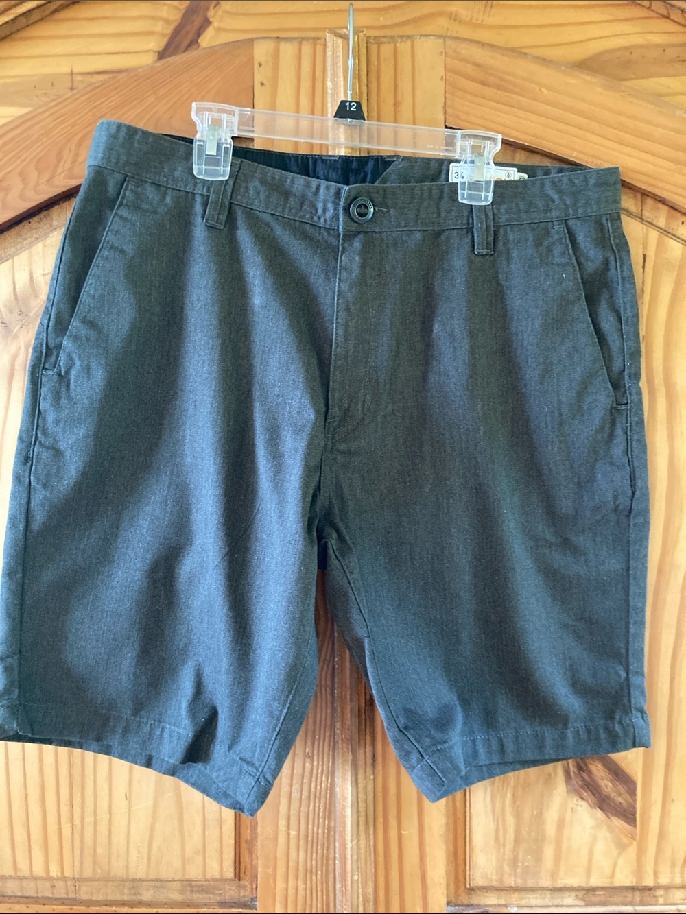 Men Volcom dark gray long chino shorts size 34